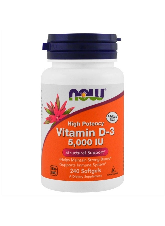 Now Foods Now Supplements, Vitamin D-3 5,000 IU, High Potency, Structural Support*, 240 Softgels (4 Pack) - Image 2