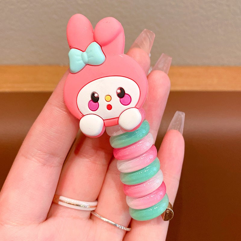 Candy Colored Childrens Hair Ties Telephone Line Hair Bands High Ponytail Holder Girls Hair Bands Floral Design Korean Style melody color roll children's hair telephone line