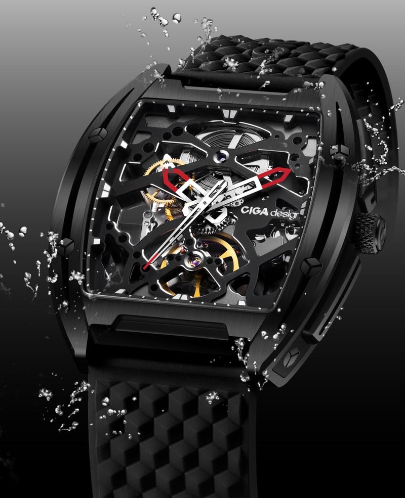 سيجا ديزاين Z Series Automatic Mechanical Watch, Luxury Skeleton Wristwatch Tonneau Stainless Steel Business Dress Waterproof Timepiece Gifts for Men and Women - Image 3