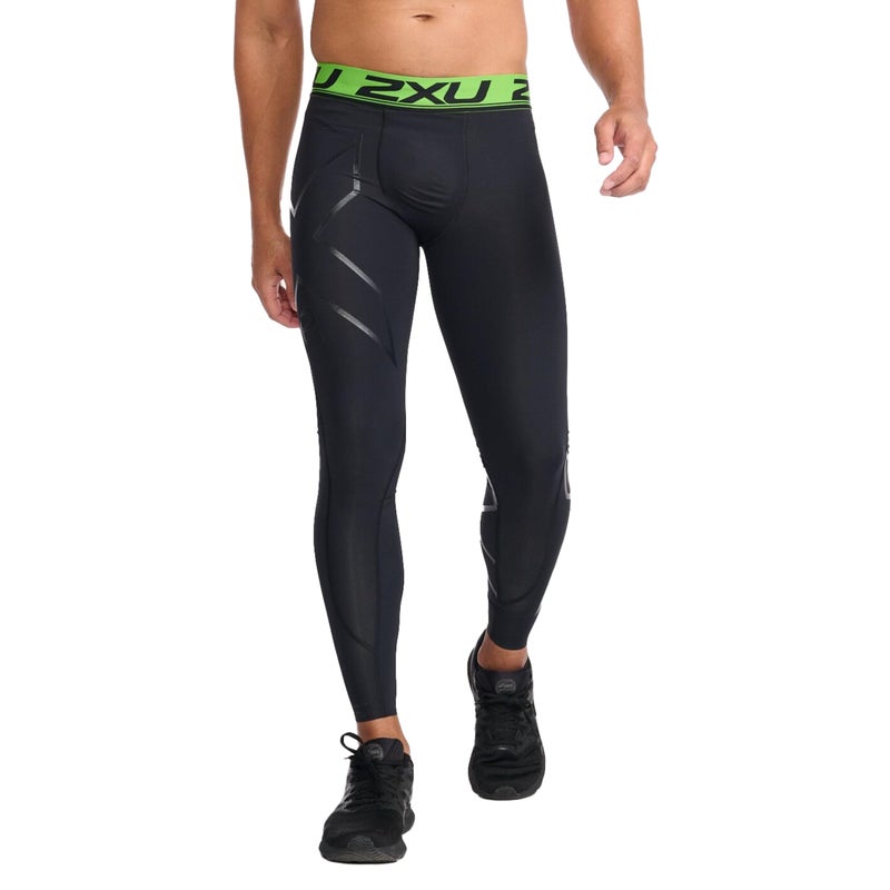 2XU Men's Refresh Recovery Compression Tights - Powerful Compression, Post Workout Muscle Recovery - Black/Gold - Size Large Tall