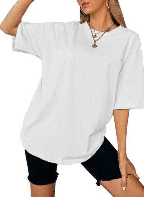 تيشيرت نيلتون بأكتاف متدلية - أبيض