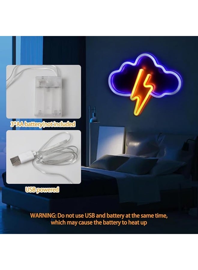 مصباح نيون بشكل سحابة وبرق – إضاءة ليلية بقياس 29×24 سم، يعمل بالبطارية أو USB، ديكور جداري لغرف الألعاب أو الأطفال  - Image 5
