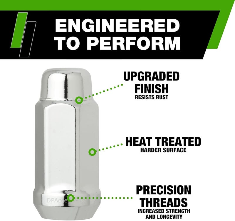 DPAccessories 32 Chrome Closed End XL Bulge Acorn Lug Nuts - Image 4