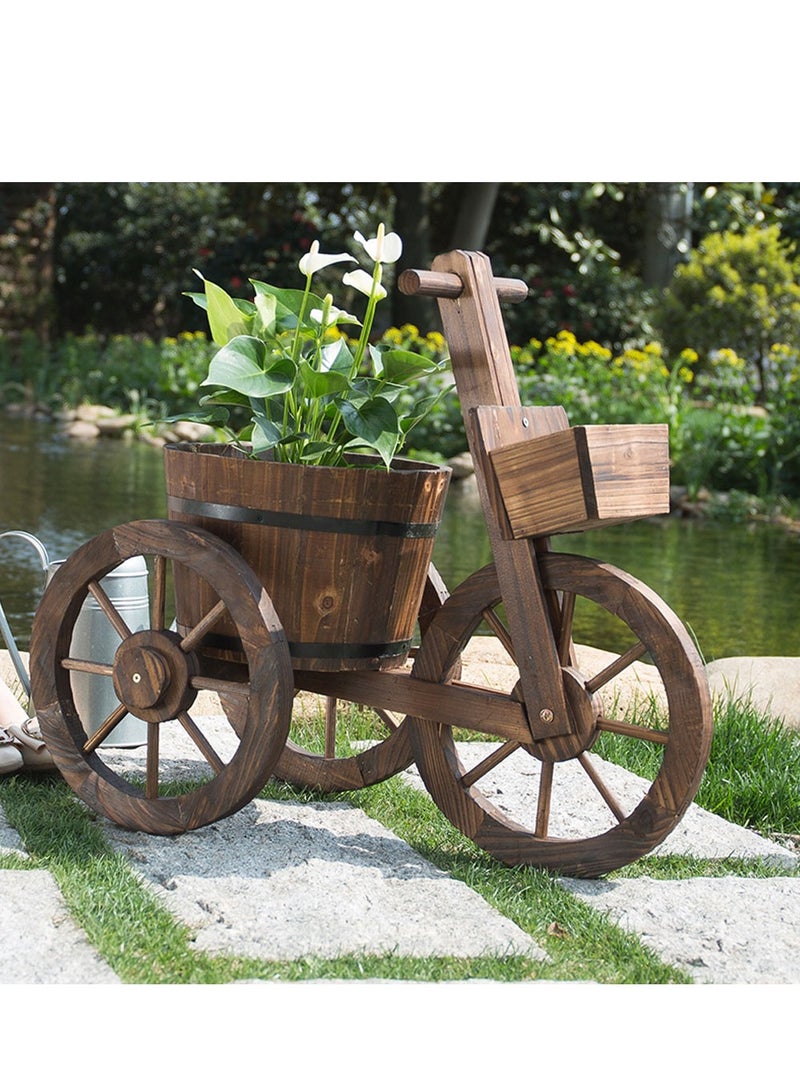 LINGWEI Wooden Flower Pot Bucket Planter Rustic Flower Planter Plant Vase Container Flower Arrangement Holder Decorative Wood Vase For Outdoor Indoor Home Decor - Image 2