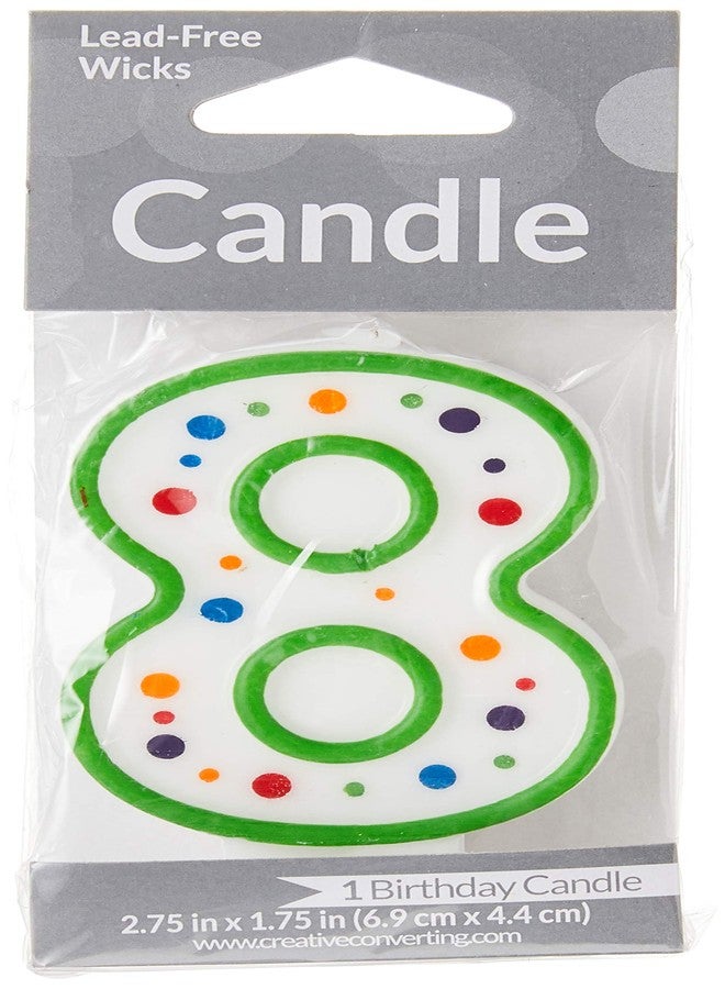 Creative Converting CANDLE-4567 Polka Dot 8 Numeral Candle, 3-Inch x 1.5-Inch - Image 2
