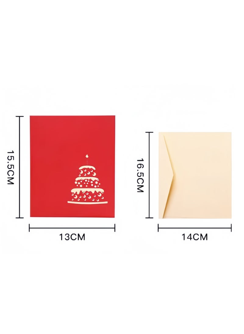 Generic Music candle cake 3D greeting card,3D Pop-Up Card with Music and Lighting Design Greeting Card for Birthday, Sturdy and Solid Cardstock Gift Card with Envelope and Thank You Card (Red color)  - Image 5