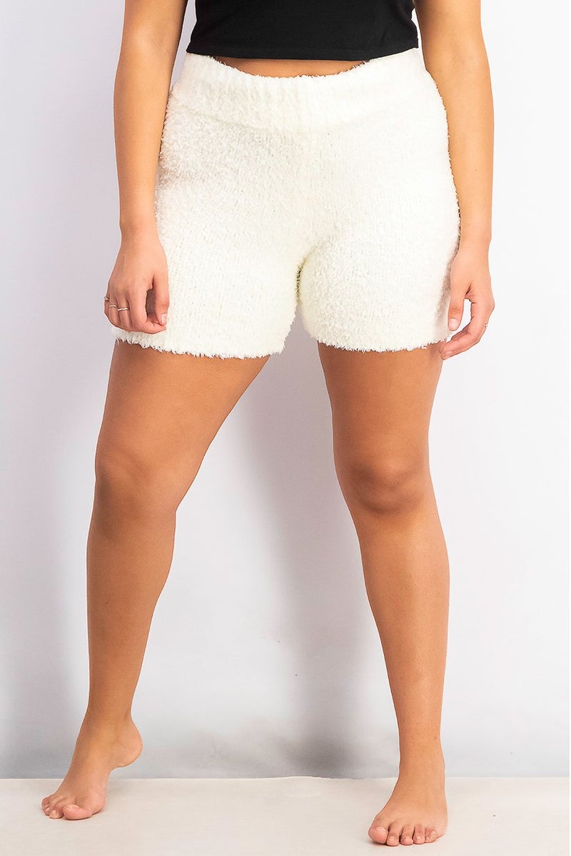 XOXO Women Comfort Knit Lounge Pull,On Shorts, Cream - Image 1