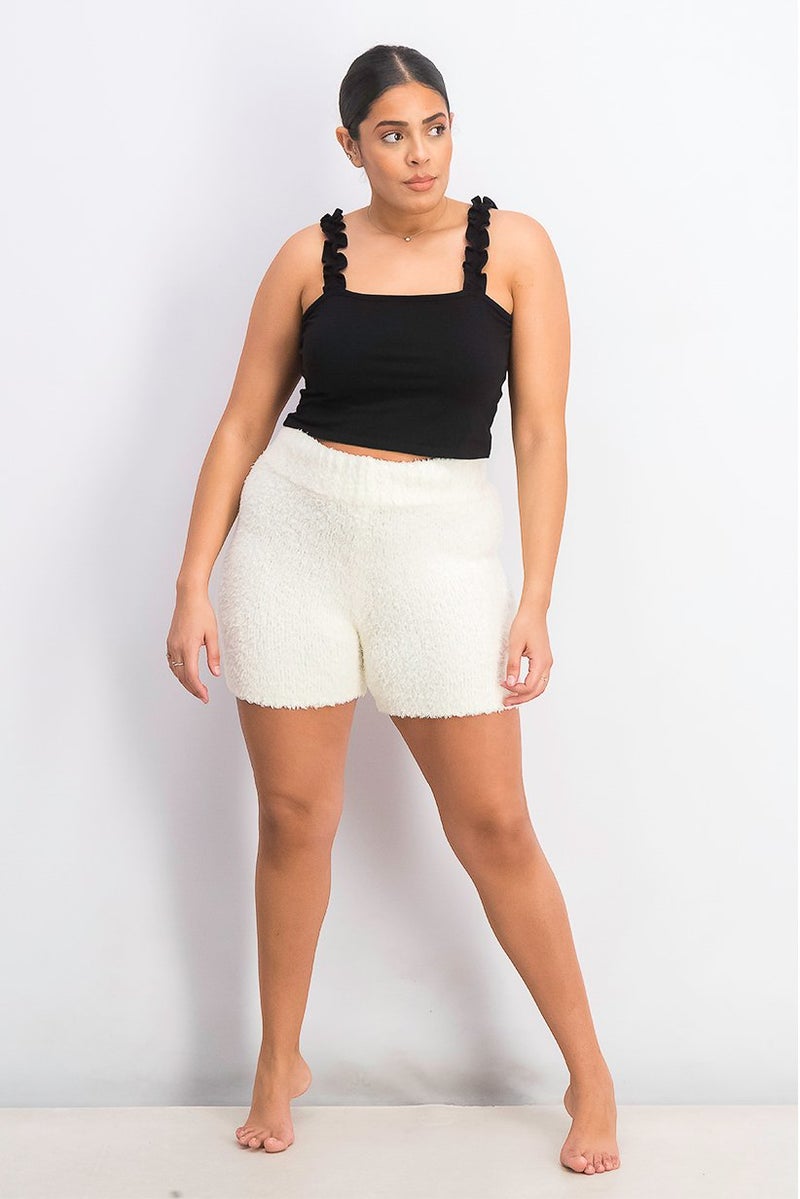 XOXO Women Comfort Knit Lounge Pull,On Shorts, Cream - Image 2