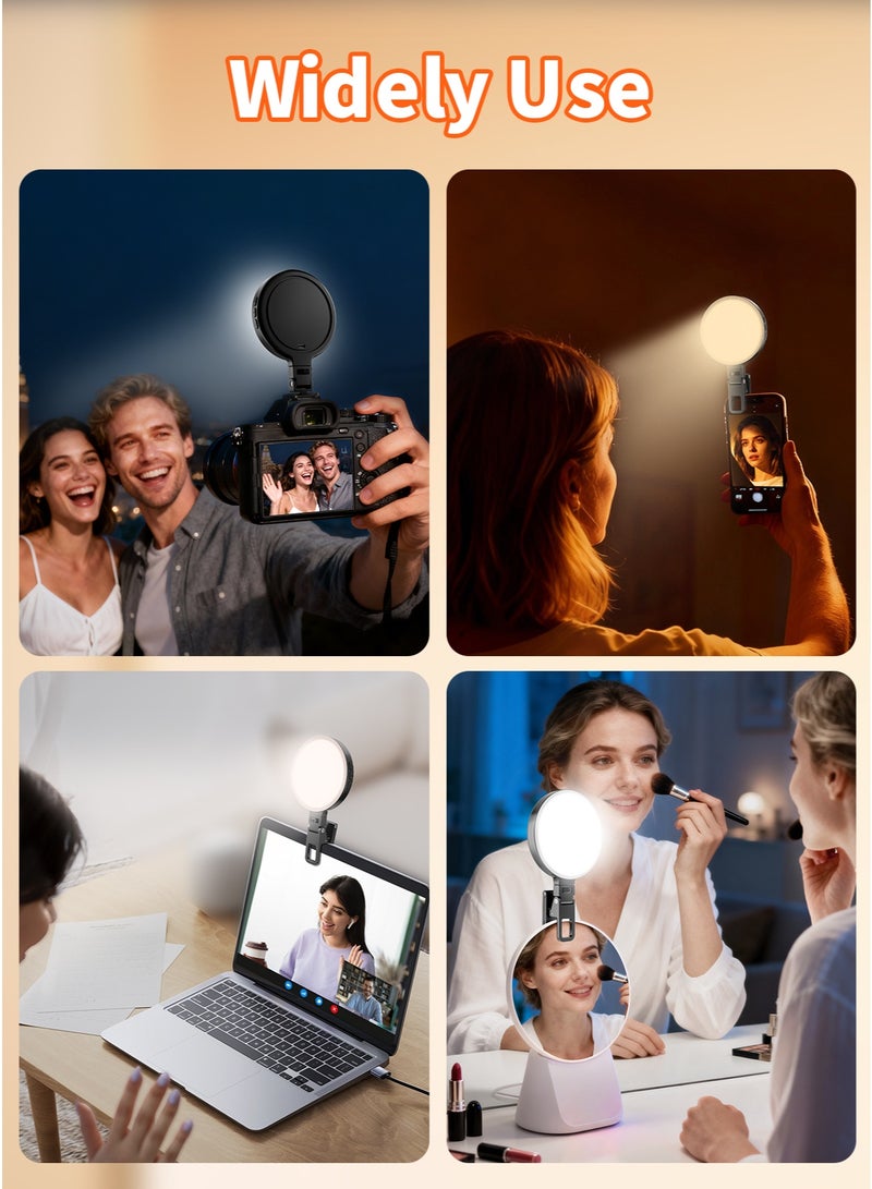 تونوف مصباح سيلفي محمول قابل لإعادة الشحن، مزود بحامل تثبيت وحامل بمشبك، شحن USB-C، 2500-9900 كلفن، 3 أوضاع إضاءة، 6 مستويات سطوع، تصميم مانتيس هوك، مصباح بمشبك للكاميرا/الهاتف/التابلت/اللابتوب - Image 3