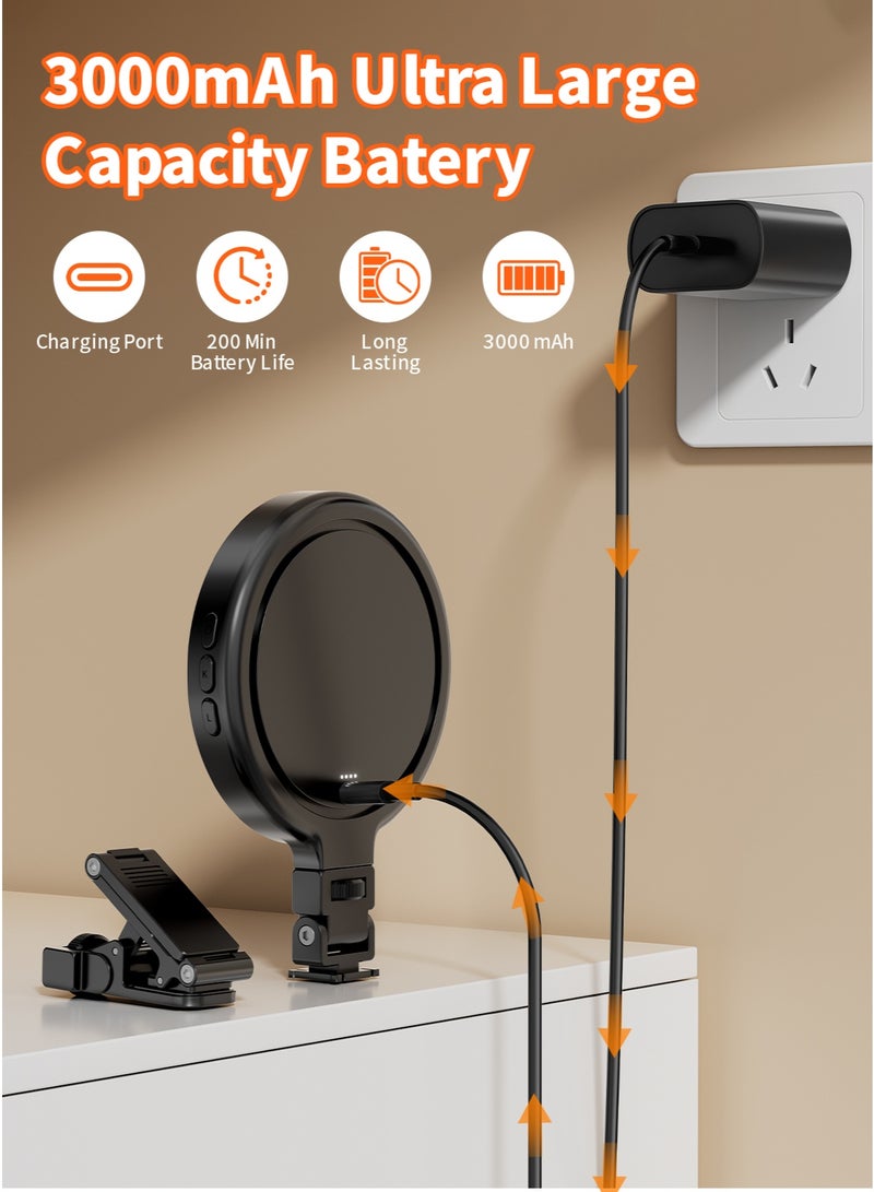 تونوف مصباح سيلفي محمول قابل لإعادة الشحن، مزود بحامل تثبيت وحامل بمشبك، شحن USB-C، 2500-9900 كلفن، 3 أوضاع إضاءة، 6 مستويات سطوع، تصميم مانتيس هوك، مصباح بمشبك للكاميرا/الهاتف/التابلت/اللابتوب - Image 4