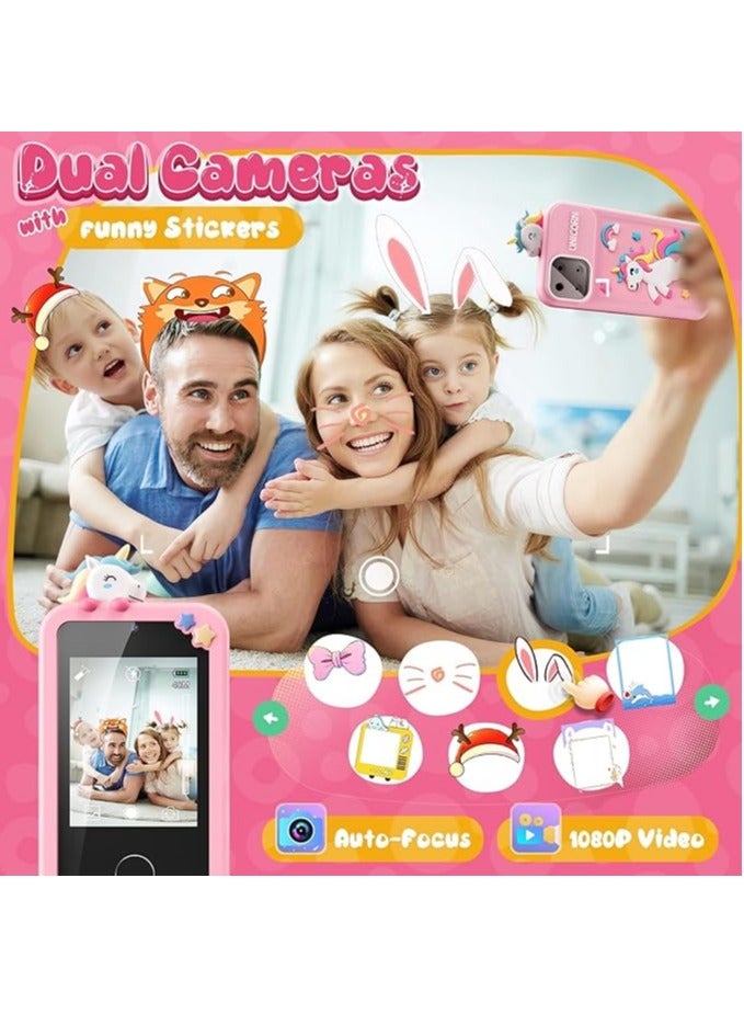 أوزيغالور ألعاب هواتف ذكية للأطفال للفتيات، ألعاب هواتف ذكية صغيرة مزودة بشاشة لمس مقاس 2.8 بوصة و 16 لعبة تعليمية ومشغل موسيقى وبطاقة SD سعة 32 جيجابايت - Image 3