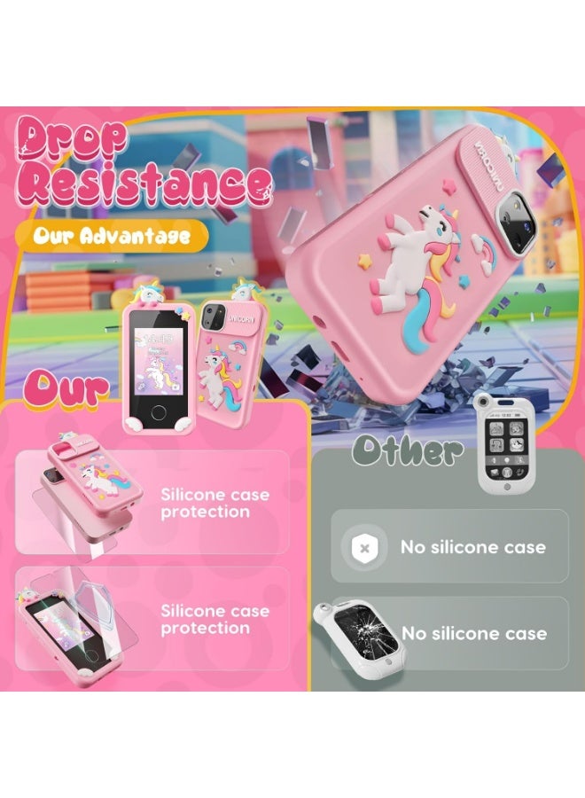 أوزيغالور ألعاب هواتف ذكية للأطفال للفتيات، ألعاب هواتف ذكية صغيرة مزودة بشاشة لمس مقاس 2.8 بوصة و 16 لعبة تعليمية ومشغل موسيقى وبطاقة SD سعة 32 جيجابايت - Image 5