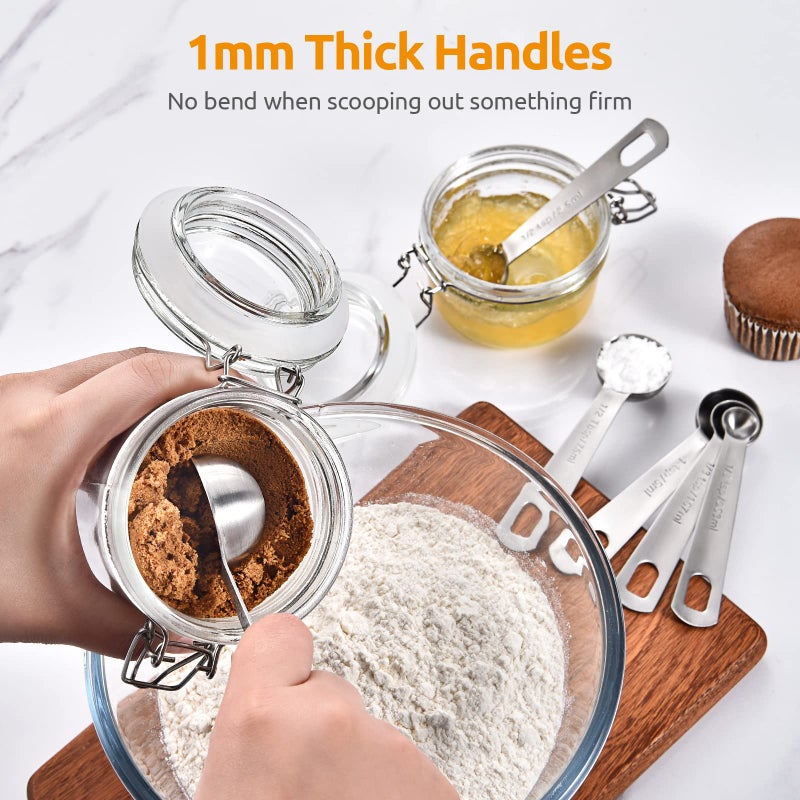 U-Taste Measuring Spoons: U-Taste 18/8 Stainless Steel Measuring Spoons Set of 6 Piece: 1/8 tsp, 1/4 tsp, 1/2 tsp, 1 tsp, 1/2 tbsp & 1 tbsp Dry and Liquid Ingredients - Image 5