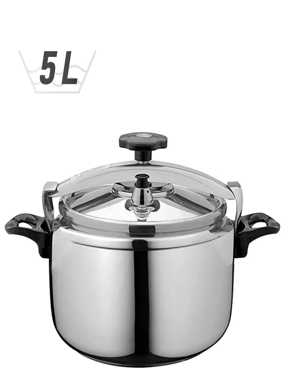 5.0 Liter Aluminum Pressure Cooker with Secure Locking Lid in Silver, Dishwasher Safe and Induction Compatible Cooking Pot for Fast Healthy Home Meals