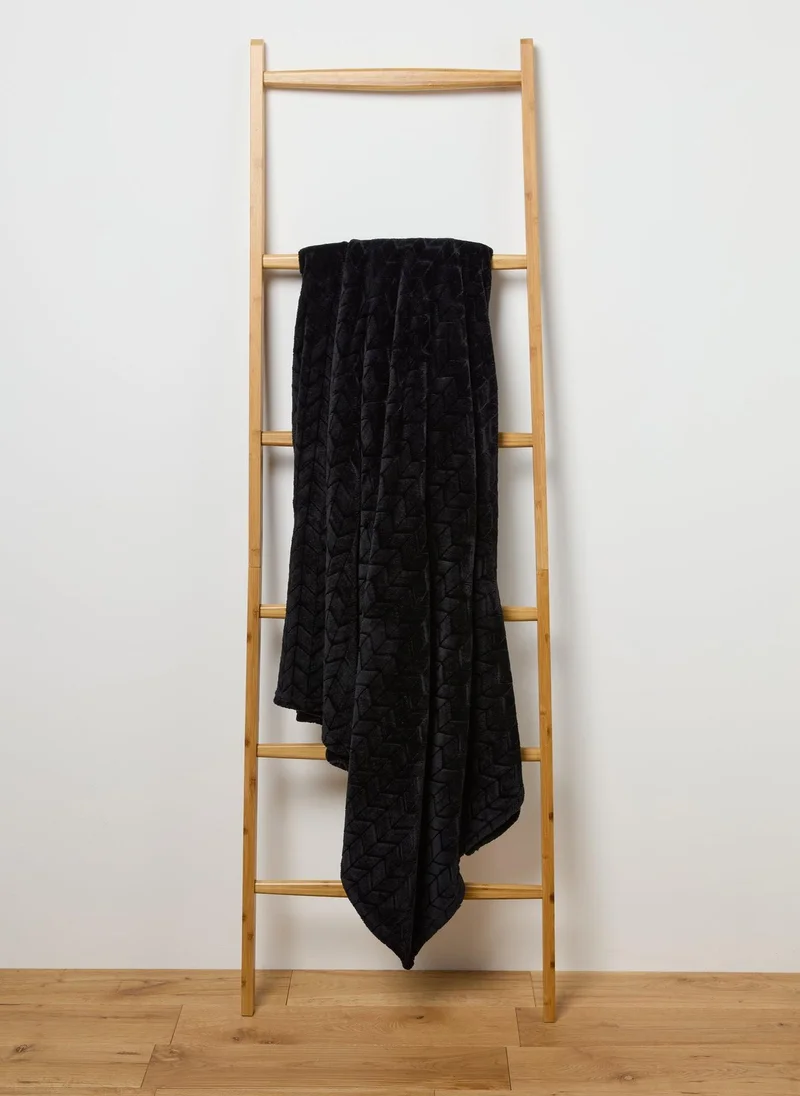 Matalan Black Embossed Fleece Throw