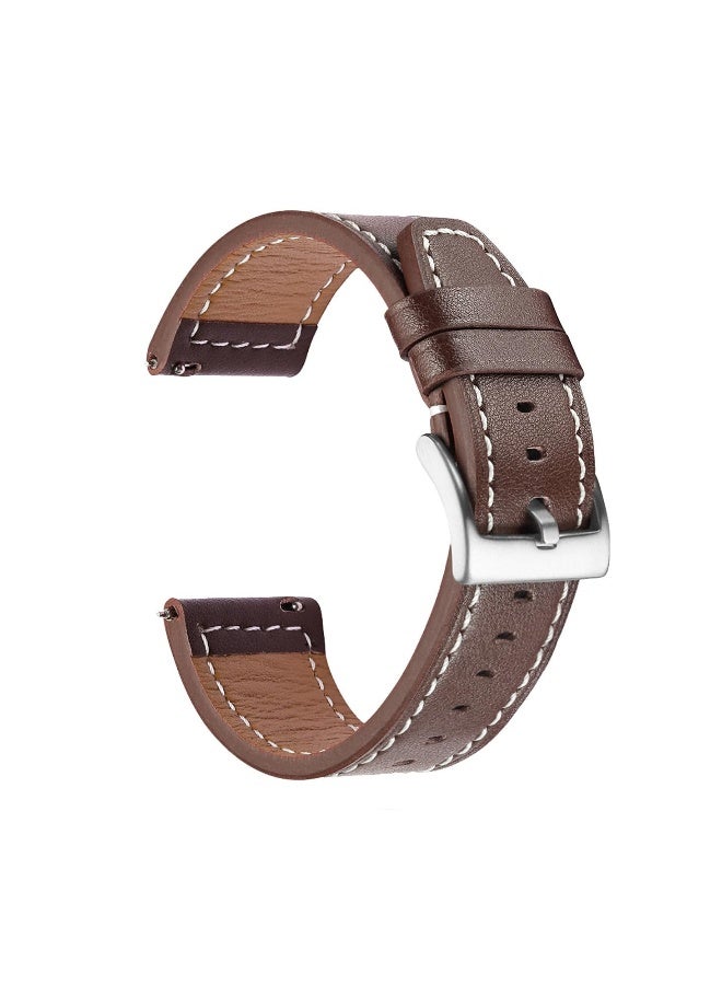 NIBEMINENT Straps Compatible with Huawei Watch 46MM GT5/GT4/GT3/GT3 Pro/GT2/GT2e/GT/GT Runner,Huawei Watch 4/4 Pro/3/3 Pro,Honor Watch 4 Pro/GS3/Magic Watch 2,Leather Band for Men, Women,Dark Brown  - Image 2