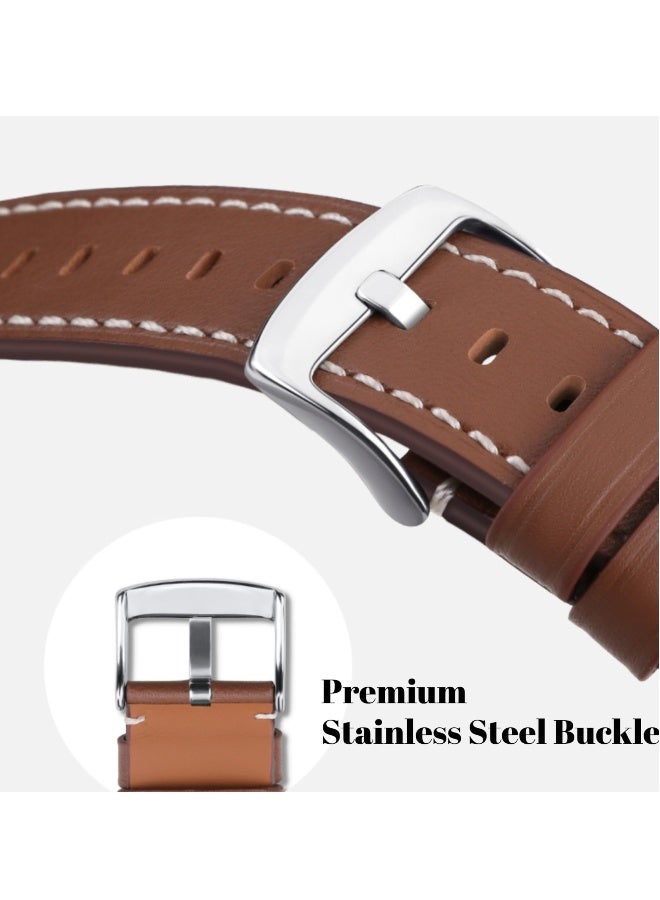 NIBEMINENT Straps Compatible with Huawei Watch 46MM GT5/GT4/GT3/GT3 Pro/GT2/GT2e/GT/GT Runner,Huawei Watch 4/4 Pro/3/3 Pro,Honor Watch 4 Pro/GS3/Magic Watch 2,Leather Band for Men, Women,Dark Brown  - Image 4