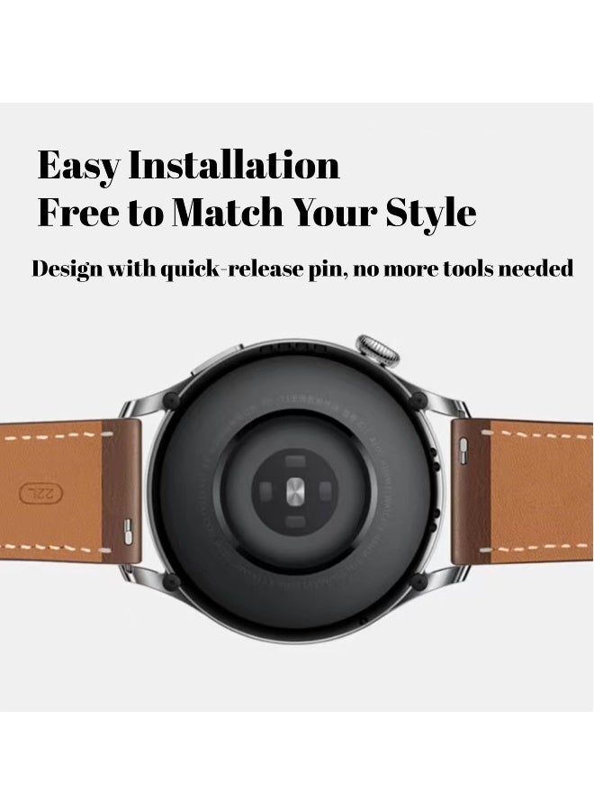 NIBEMINENT Straps Compatible with Huawei Watch 46MM GT5/GT4/GT3/GT3 Pro/GT2/GT2e/GT/GT Runner,Huawei Watch 4/4 Pro/3/3 Pro,Honor Watch 4 Pro/GS3/Magic Watch 2,Leather Band for Men, Women,Dark Brown  - Image 5