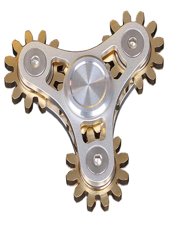 Bitopbi Pure Brass Fidget Block Gears Linkage Metal Fidget Cube DIY Spins Long Time Kinetic Desk Metal EDC Focus Meditation Break Bad Habits ADHD with Multiple Premium Bearings (4 Gears White) - Image 1