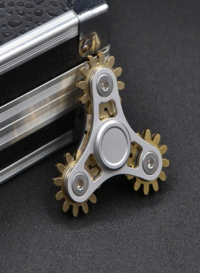 Bitopbi Pure Brass Fidget Block Gears Linkage Metal Fidget Cube DIY Spins Long Time Kinetic Desk Metal EDC Focus Meditation Break Bad Habits ADHD with Multiple Premium Bearings (4 Gears White) - Image 2