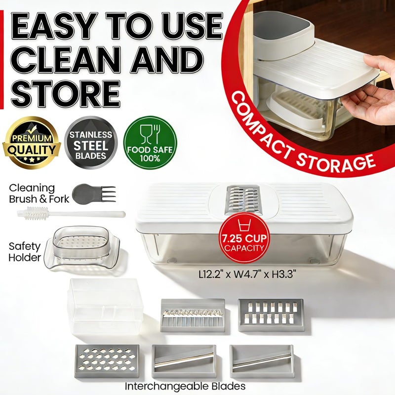 Badelite 6-in-1 Vegetable Chopper Mandoline Slicer with 6 Blades & Container, Onion Cutter Dicer, Kitchen Gadgets & Essentials for Food Prep - Image 4