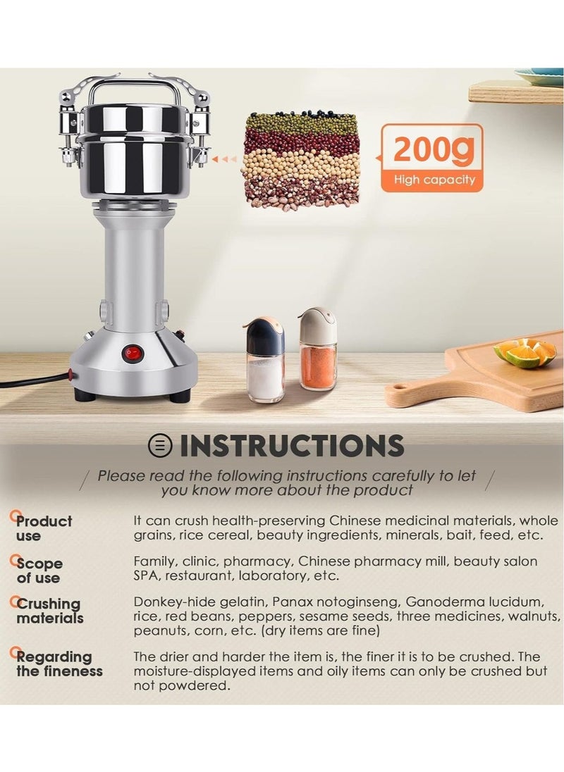 Denx 1200W Electric Grinder – 200G High-Speed Stainless Steel Comminutor For Coffee, Spices, Grains, Herbs, Nuts – 28,000 Rpm, Heavy Duty For Home, Restaurant, Hotel (Model Dx3221) - Image 5