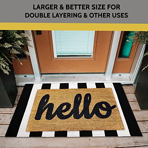 KILOCOCO Black and White Striped Rug 2.3'x3.6' Indoor Outdoor Rugs Front Door Mat Hand Woven Cotton Washable Striped Layered Doormats for Front Porch/Kitchen/Farmhouse/Entryway/Patio - Image 3