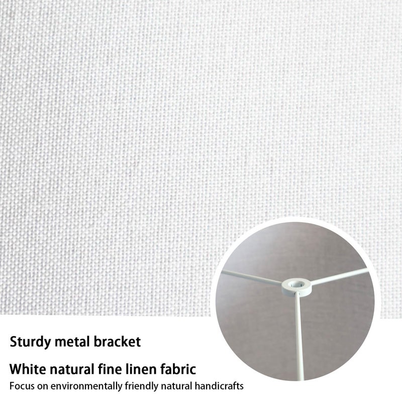 Rumidoph White Lamp Shades Set of 2, Medium Drum Lamp Shade 13"Top x 13"Bottom x 10"High(Spider), Lampshades Replacement for Table Lamps Floor Lamps, Natural Linen Hand Crafted, Easy Assembly Required - Image 3