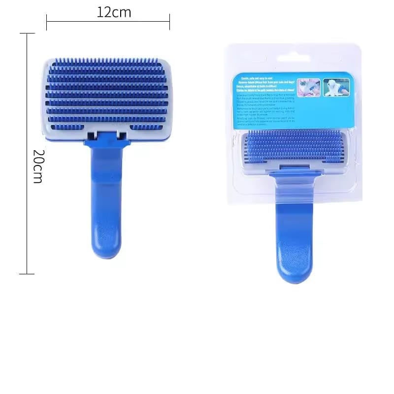 RIANZ Pets Hair Shedding Brush Comb for Dogs, Cats & Small Animals | One-Click Cleaning | Gentle & Easy Grooming Tool for Hair Removal | Blue Silicone Brush with Comfortable Handle - Image 4