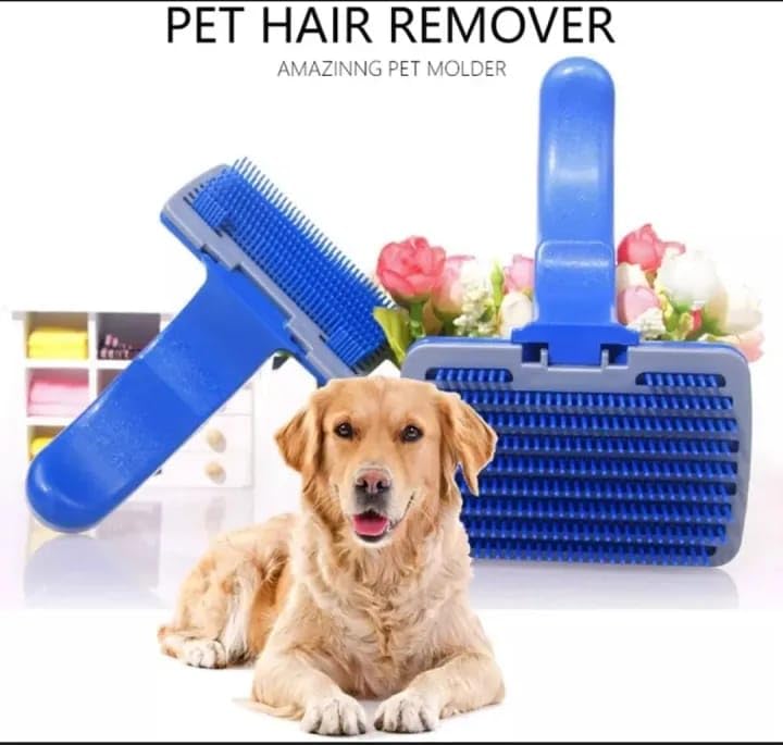 RIANZ Pets Hair Shedding Brush Comb for Dogs, Cats & Small Animals | One-Click Cleaning | Gentle & Easy Grooming Tool for Hair Removal | Blue Silicone Brush with Comfortable Handle - Image 5