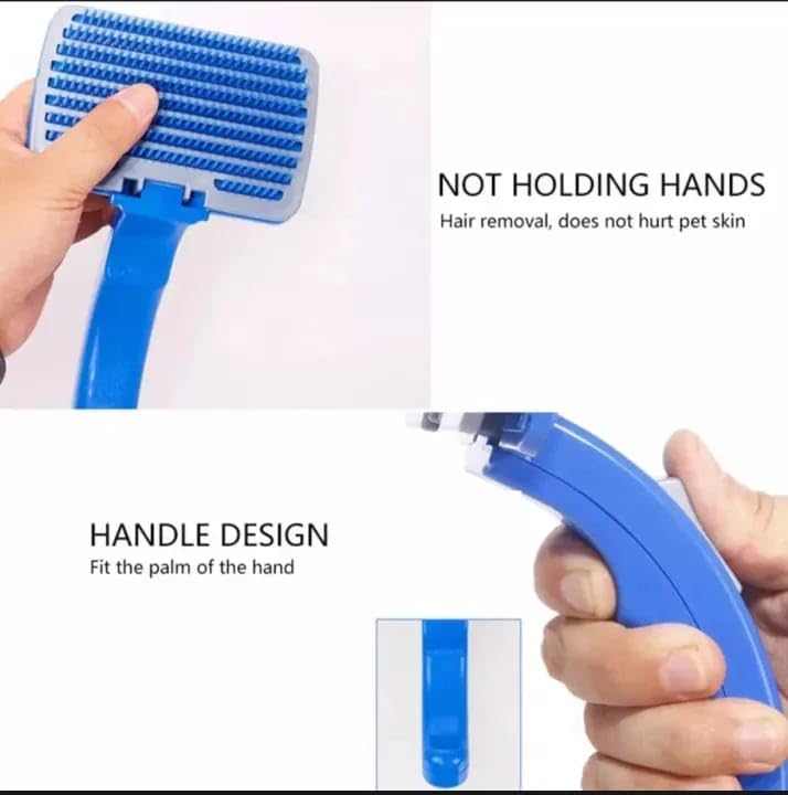 RIANZ Pets Hair Shedding Brush Comb for Dogs, Cats & Small Animals | One-Click Cleaning | Gentle & Easy Grooming Tool for Hair Removal | Blue Silicone Brush with Comfortable Handle - Image 3