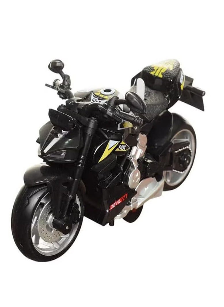 1:12 scale racing motorcycle model with lights and sound, black - Image 1