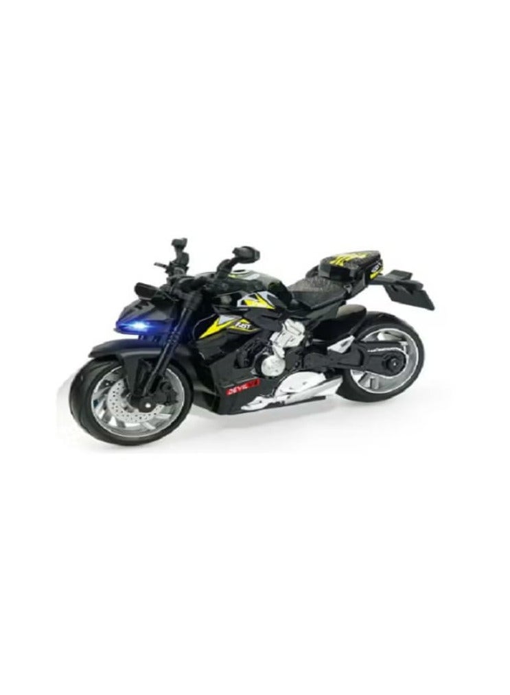 1:12 scale racing motorcycle model with lights and sound, black - Image 2