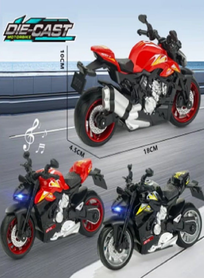 1:12 scale racing motorcycle model with lights and sound, black - Image 5