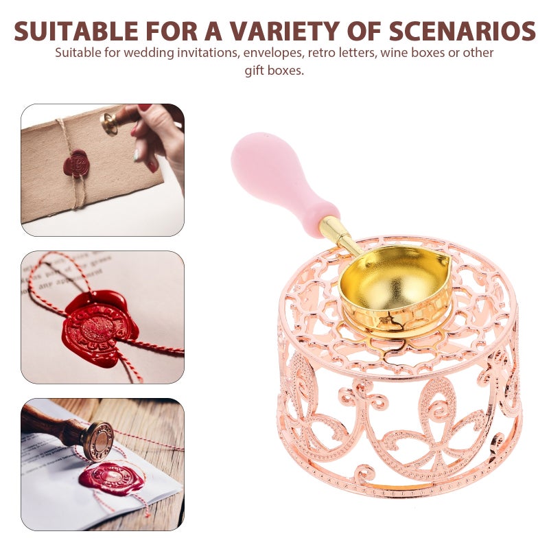 1 Set Retro Style Seal Wax Melting Stove Melting Warmer Lacquer Wax Seal Warmer with Spoon - Image 4