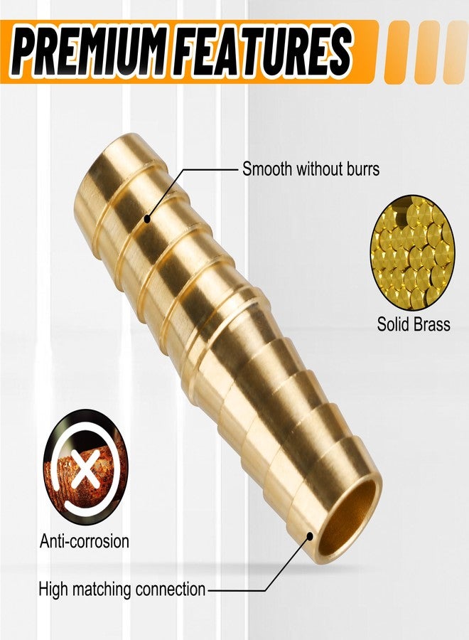 Ailbiuko 26PCS Brass Hose Barb Fitting,Barb Splicer Mender Hose Fittings 3/16" 1/4" 5/16" 3/8" 1/2" 5/8" with 52Pcs Stainless Steel Pipe Hose Clamps for Air/Fuel/Water/Oil Hose - Image 3