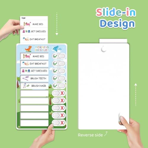 CustomMaster 3 in 1 Bedtime/Morning/Daily Routine Chart for Kids, Magnetic Chore Chart for Kids with Cute Chore Stickers, Visual Schedule for Kids with Autism, Cute to Do List Checklist for Kids - Image 5