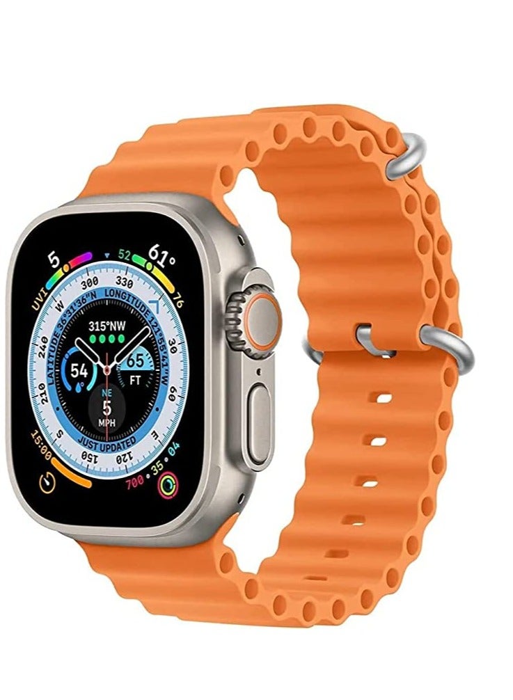 ساعة ذكية اتش كيه 9 الترا 2024 مقاس 49 ملم للرجال والنساء بخاصية الاتصال بالبلوتوث وشاشة اموليد وتقنية الاتصال قريب المدى لاجهزة اندرويد واي او اس (وير فيت ربو) خاصية شات جي بي تي | برتقالي - Image 1