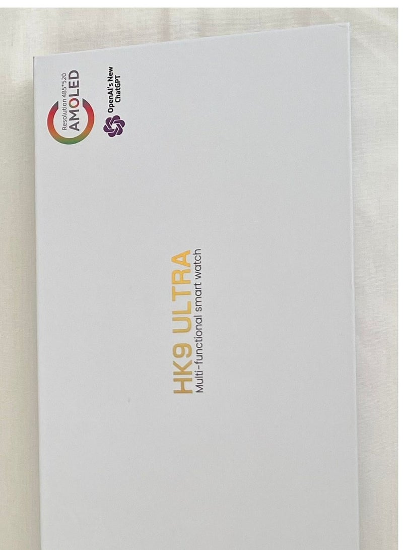 ساعة ذكية اتش كيه 9 الترا 2024 مقاس 49 ملم للرجال والنساء بخاصية الاتصال بالبلوتوث وشاشة اموليد وتقنية الاتصال قريب المدى لاجهزة اندرويد واي او اس (وير فيت ربو) خاصية شات جي بي تي | برتقالي - Image 4