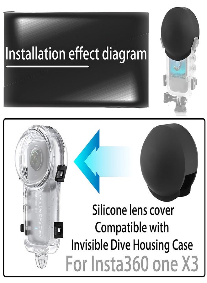 سريوم واقي عدسة SRUIM لكاميرا Insta360 ONE X3، غطاء حماية سيليكوني، ملحقات حافظة حماية العدسة (أسود) - Image 3