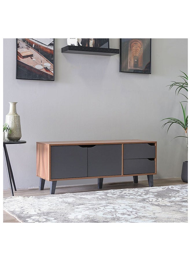 DANUBE HOME Modesto TV Cabinet For Up To 32 Inches TV Entertainment Modern Design Wall Unit Furniture Wooden TV Stand For Living Room Bedroom TV Rack L120xW40xH49 cm Cherry/Dark Grey  - Image 3