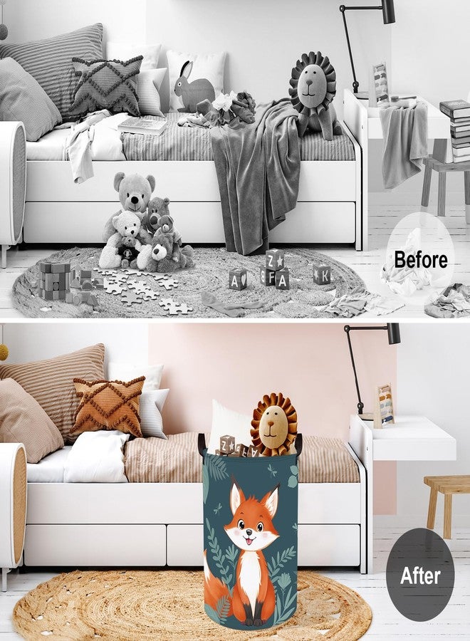 Clastyle Cute Woodland Animal Laundry Basket Kids Clothes Book Storage Basket Gift Toy Box for Bedroom Decor,Fox,36x45 cm - Image 2
