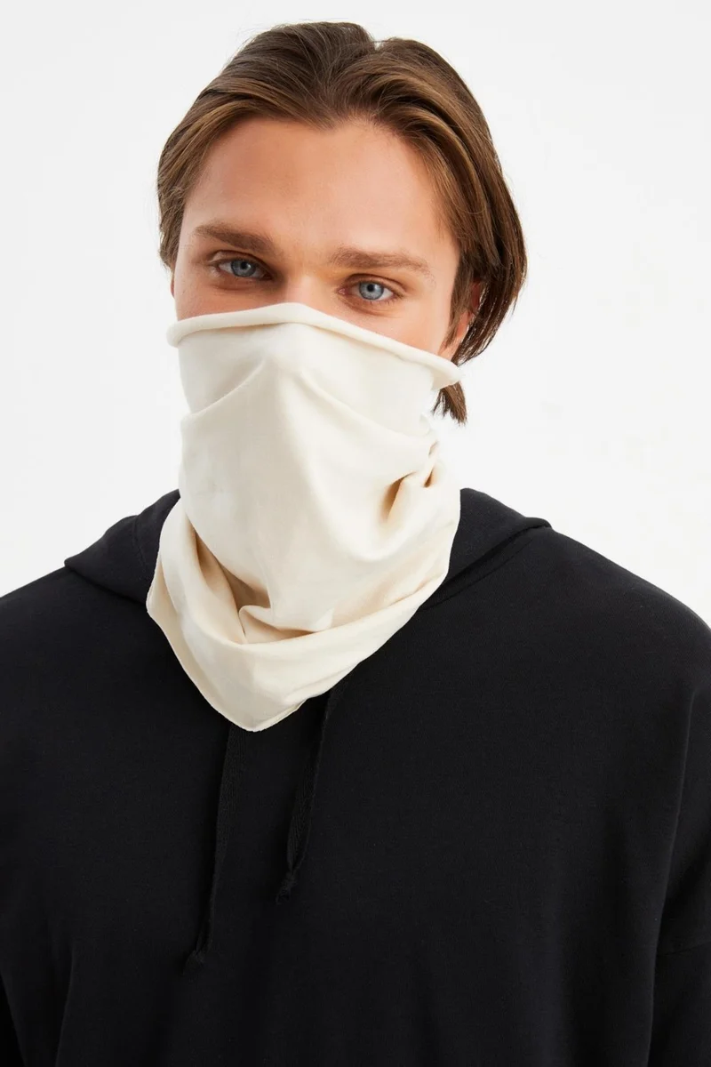 بوتيكجيز Beige Men's 4-function Protective Cotton, Flexible, Anti-Sweat, Bandana, Neck Collar, Buff, Mask