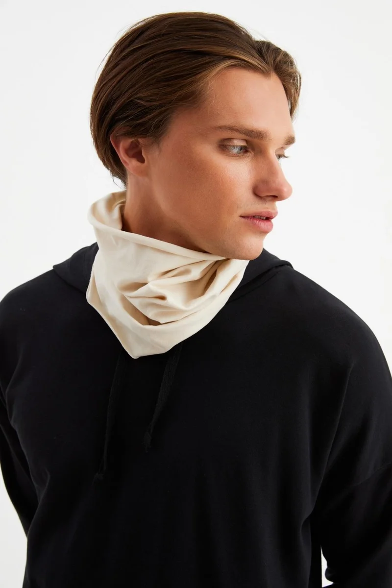 بوتيكجيز Beige Men's 4-function Protective Cotton, Flexible, Anti-Sweat, Bandana, Neck Collar, Buff, Mask