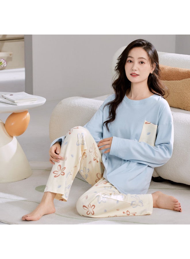 Your Sun Yiershuang Women's Pajamas, Spring And Autumn Round Neck Pullover Long Sleeve Set, Loose-fitting Loungewear, Suitable For Outdoor Wear - Image 2