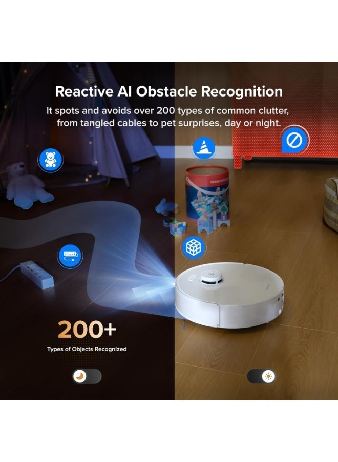 روبو روك مكنسة وممسحة roborock Qrevo Curv 2 Flow Robot، ممسحة دوارة للتنظيف الذاتي في الوقت الحقيقي SpiraFlow، 20000 باسكال، نظام مزدوج بدون تشابك، تجنب العوائق بالذكاء الاصطناعي، ممسحة غسيل وتجفيف بالحرارة، حماية السجاد - Image 5