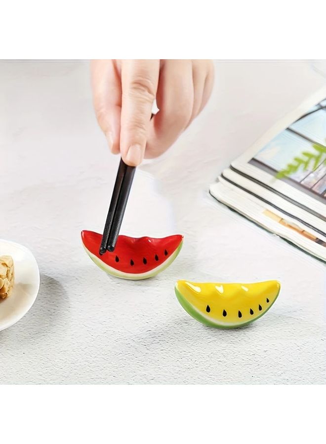 Red Watermelon Ceramic Pen Holder And Utensil Rest Set Desk Organizer - Image 4