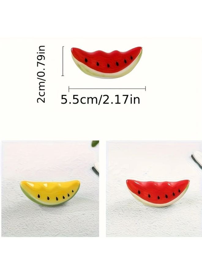 Red Watermelon Ceramic Pen Holder And Utensil Rest Set Desk Organizer - Image 3