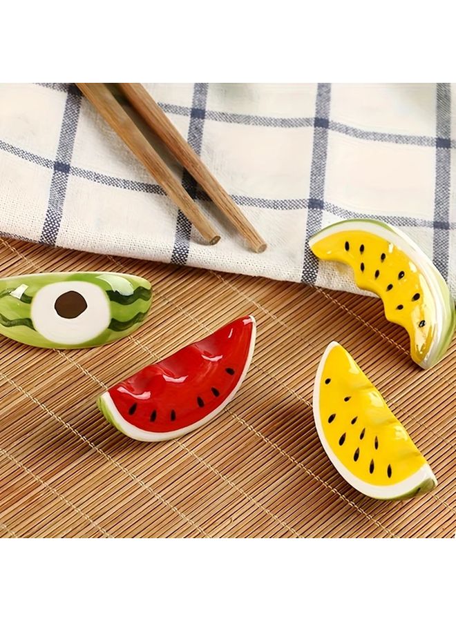 Red Watermelon Ceramic Pen Holder And Utensil Rest Set Desk Organizer - Image 1