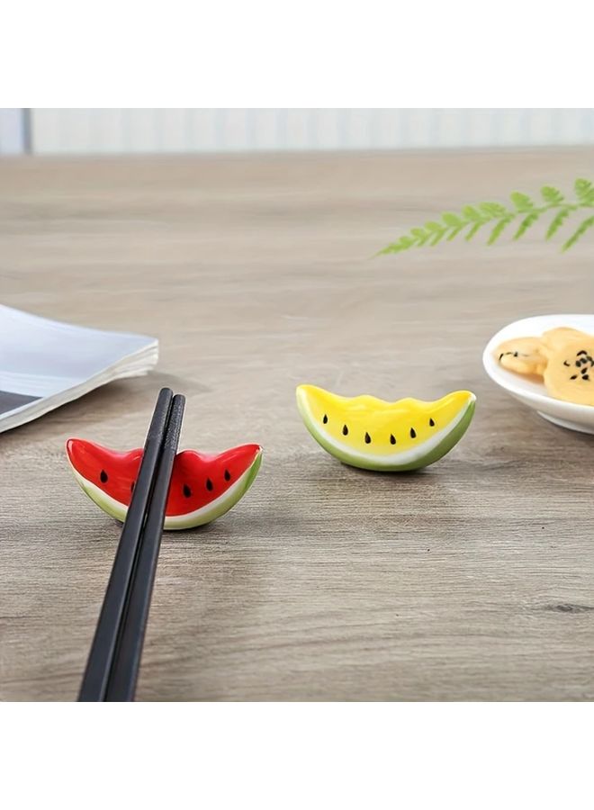 Red Watermelon Ceramic Pen Holder And Utensil Rest Set Desk Organizer - Image 2